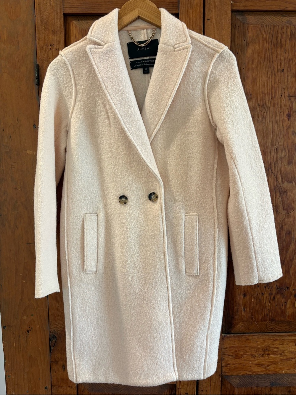 J. Crew Light Cream Double-Breasted Wool-Blend Trench Coat